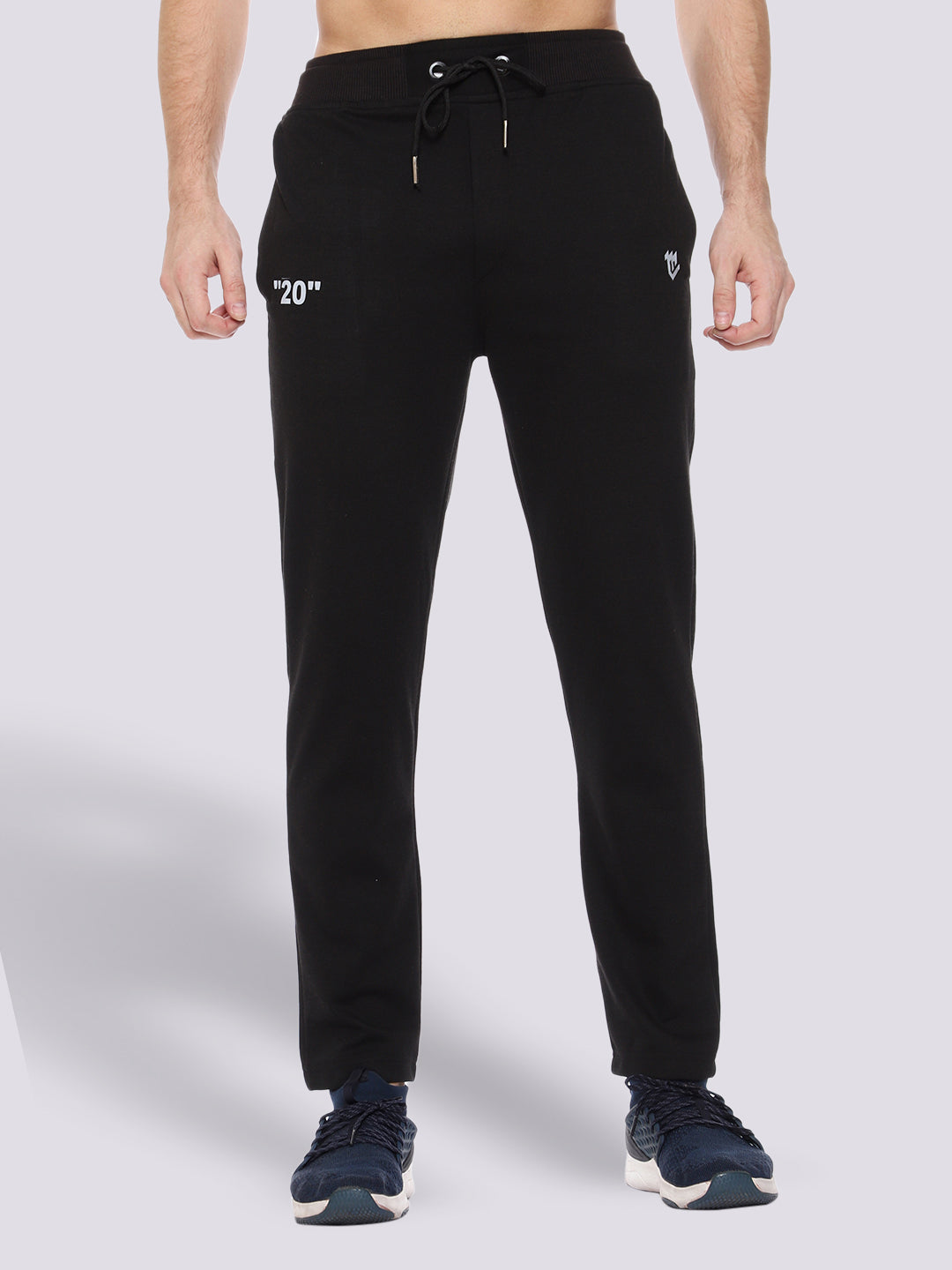 Black Reflective Cotton Track Pant For Men