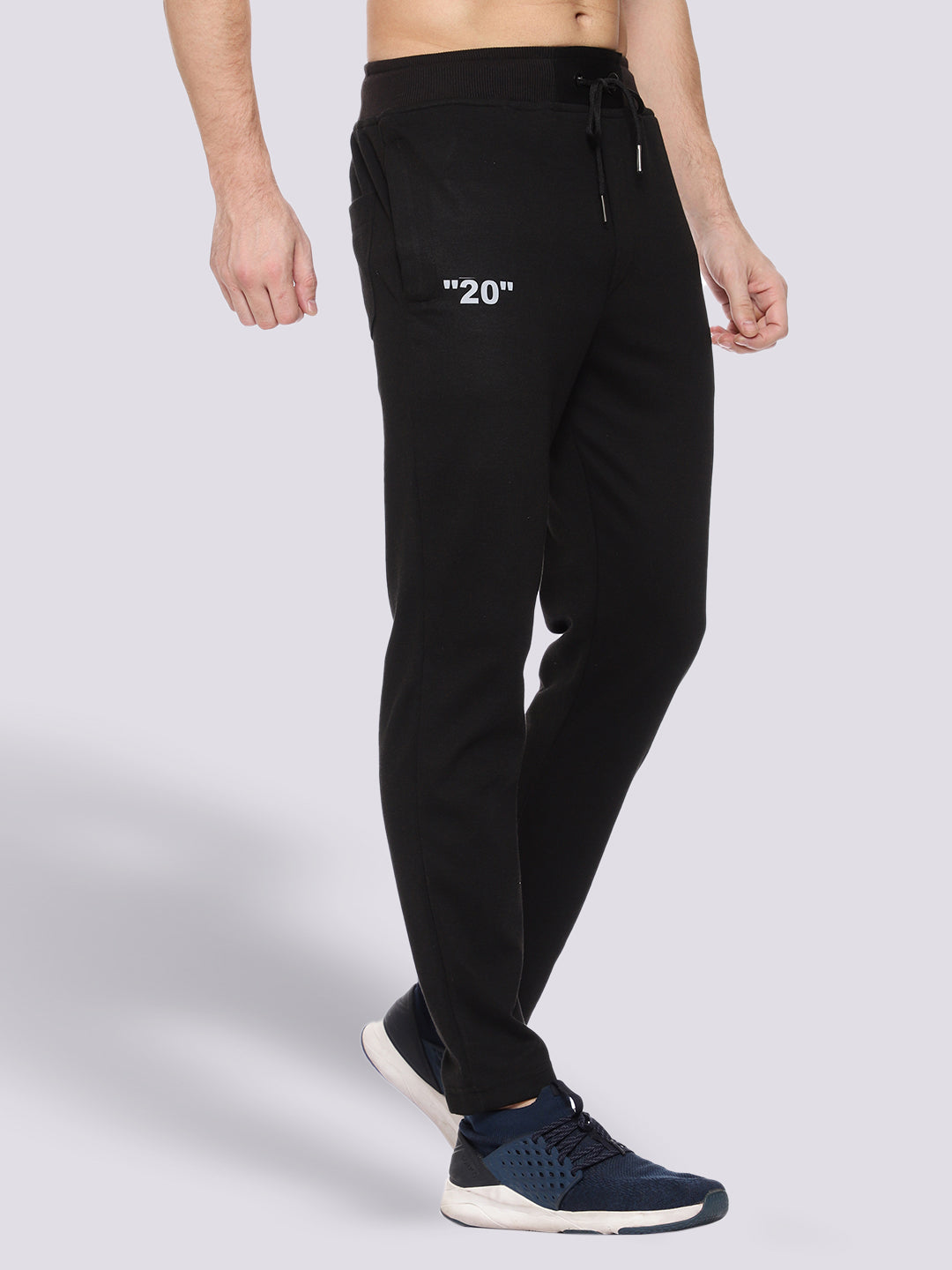 Black Reflective Cotton Track Pant For Men