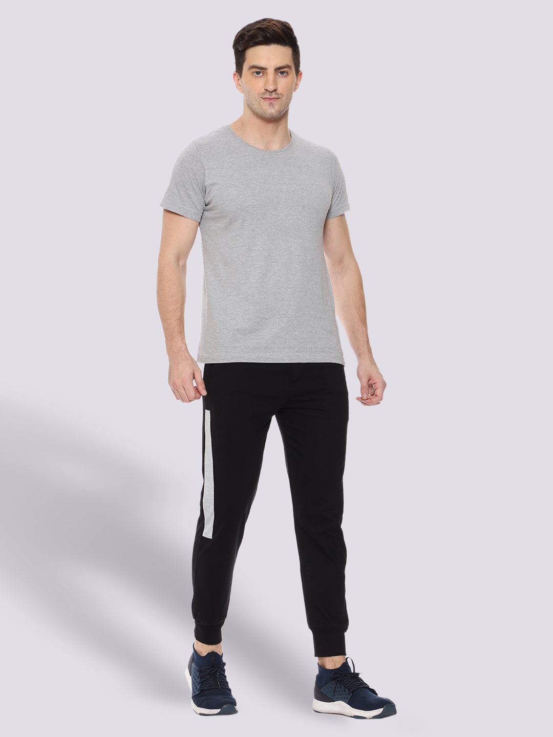 Black Close Bottom Cotton Track Pant for Men