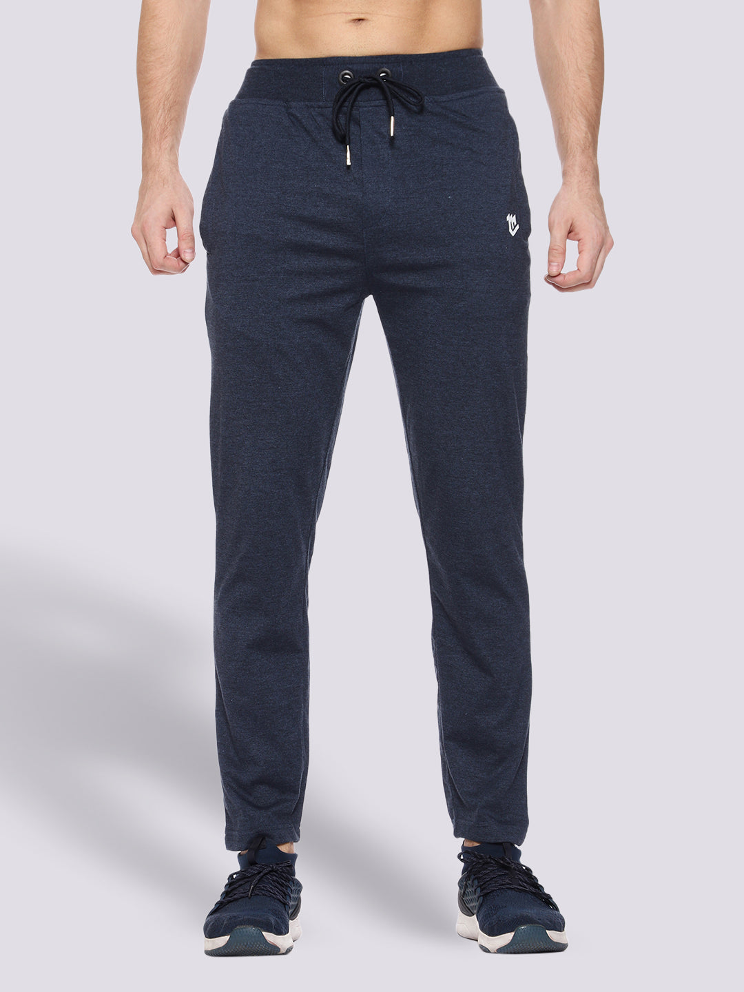 Melange Blue Side Stripe Cotton Track Pant for Men