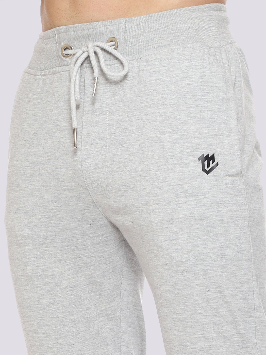 Grey Front Stripe Cotton Track Pant for Men