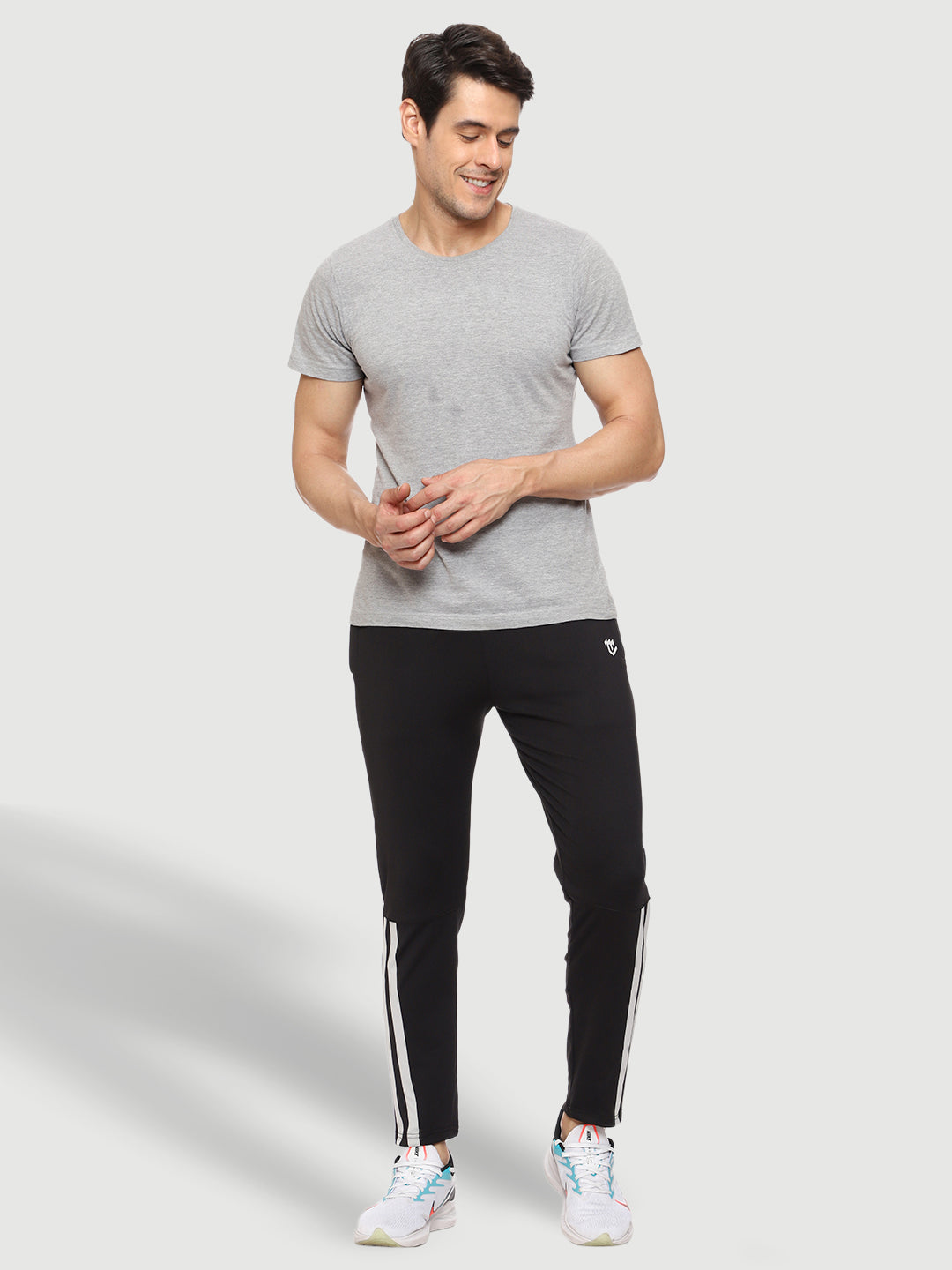 Rapid Dry Black Striped Track Pant for Men