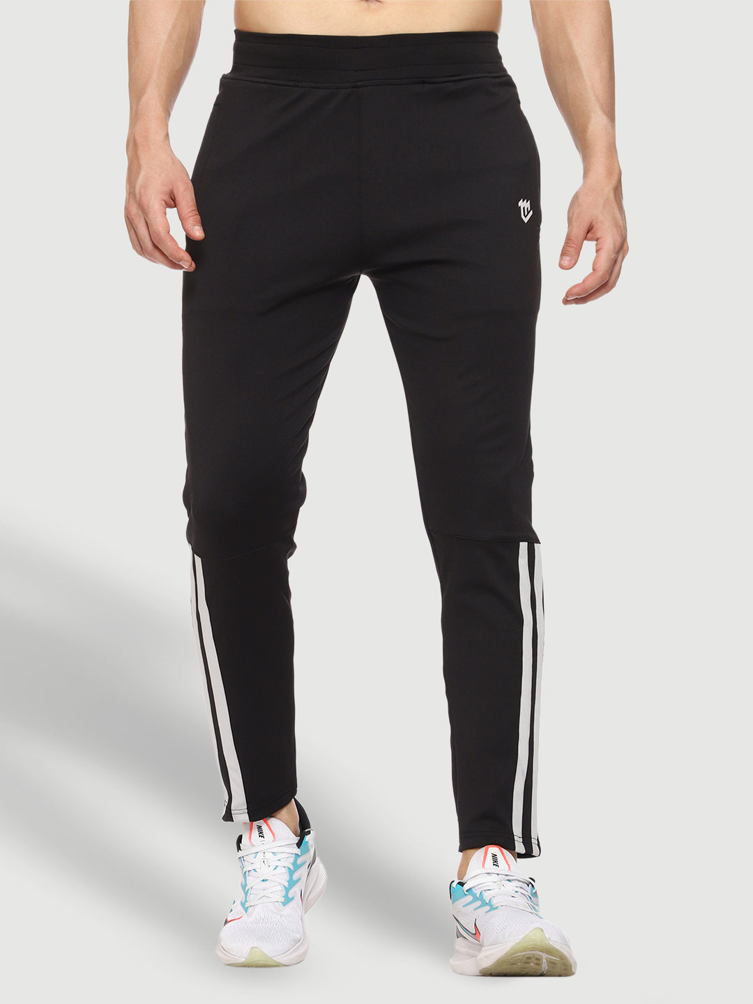 Rapid Dry Black Striped Track Pant for Men