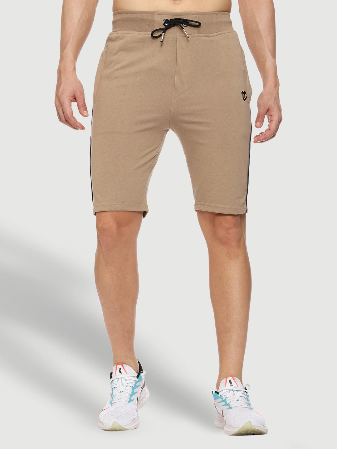 Side Piping Beige Shorts For Men