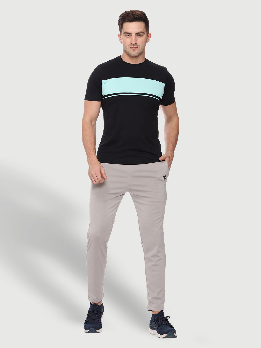 Rapid Dry Grey Color Blocked Track Pant for Men