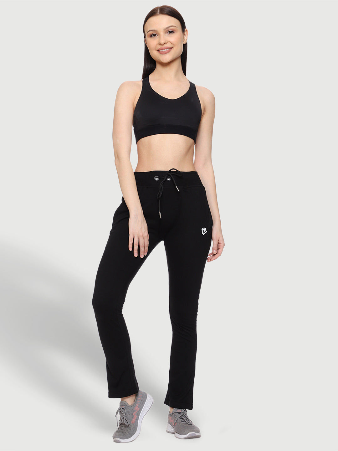 Bell Bottom Black Cotton Track Pant For Women