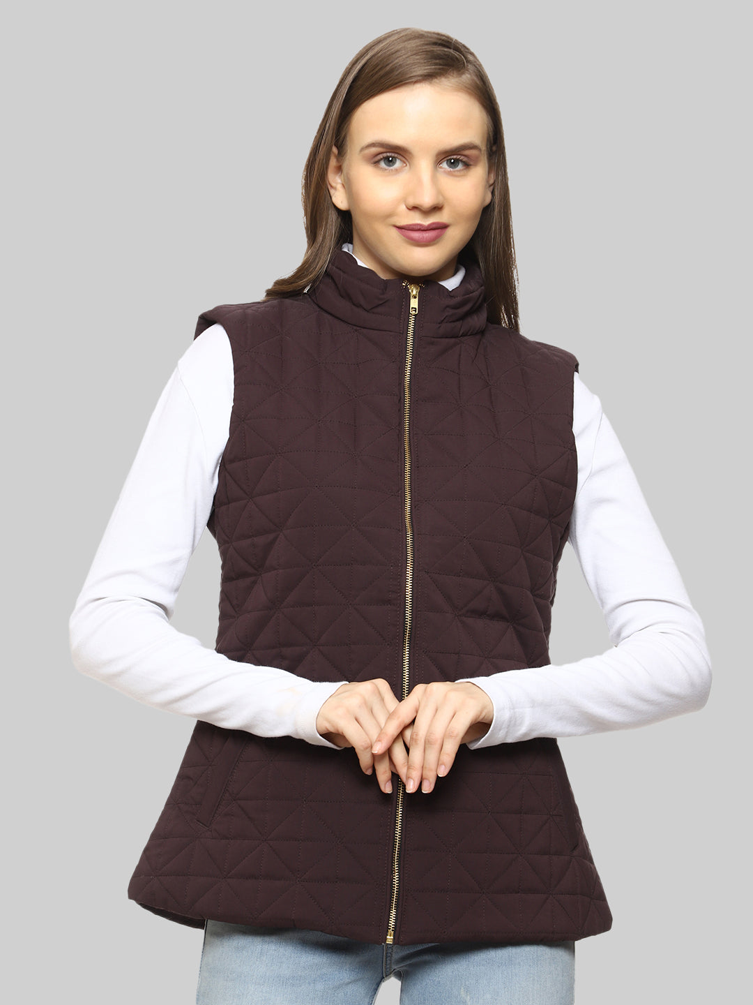 Quilted Sleeveless Jacket For Women