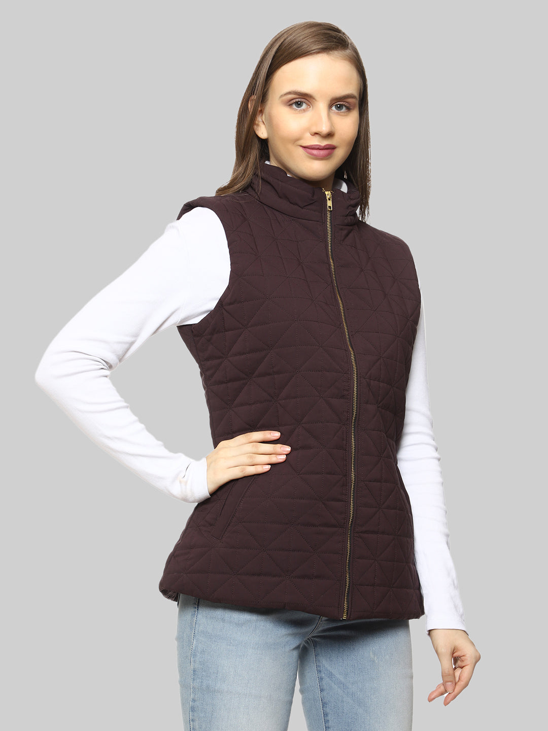 Quilted Sleeveless Jacket For Women