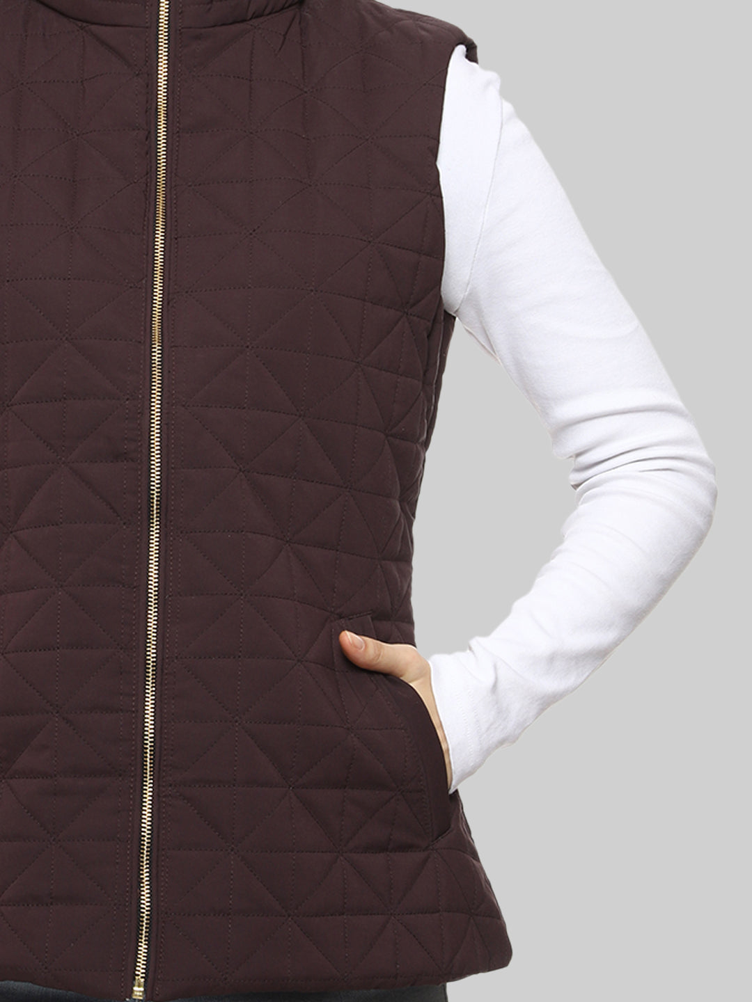 Quilted Sleeveless Jacket For Women