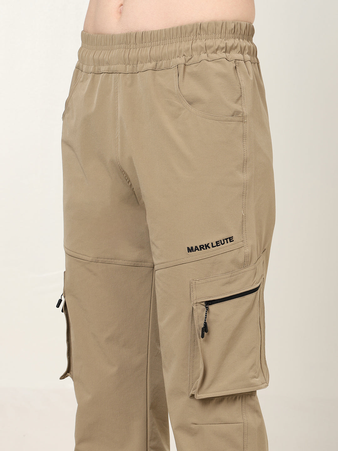 Beige 5 Pocket Nylon Cargo Pants