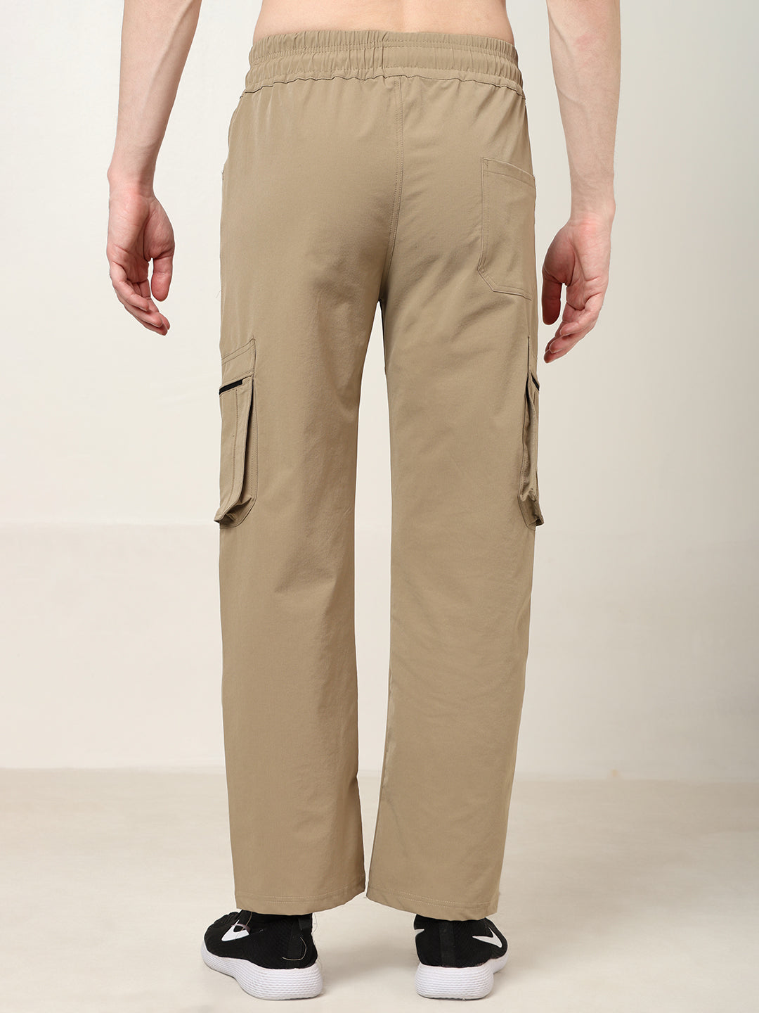 Beige 5 Pocket Nylon Cargo Pants