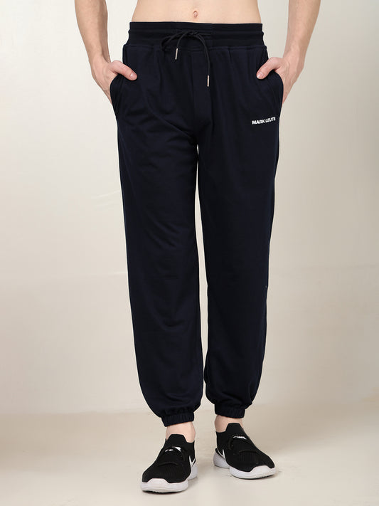 Breathable Loose Fit Cotton Track Pant for Men.(Navy Blue)