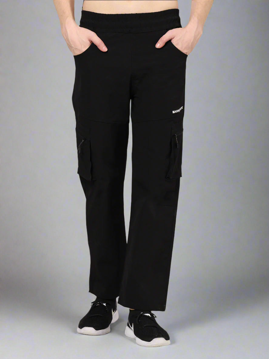 Black 5 Pocket Nylon Cargo Pants
