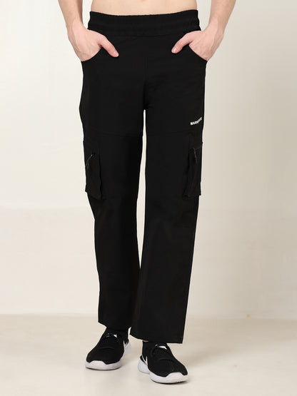 Black 5 Pocket Nylon Cargo Pants