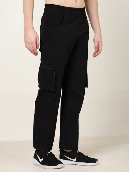 Black 5 Pocket Nylon Cargo Pants