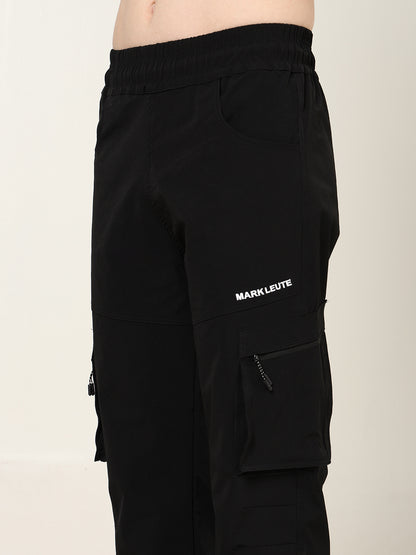 Black 5 Pocket Nylon Cargo Pants