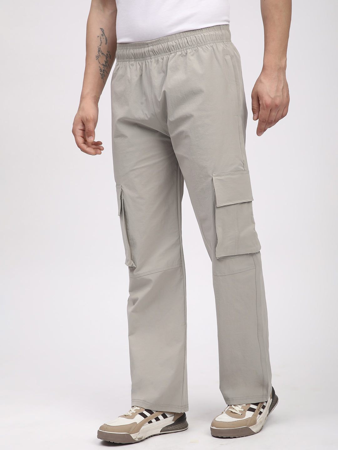 Straight Fit Cargo Pants For Men. (Ecru)