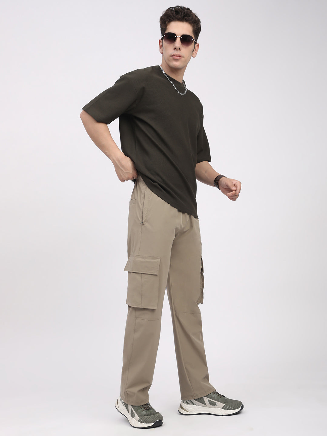 Straight Fit Cargo Pants For Men. (Khakhi)