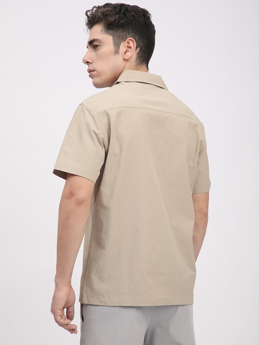 Regular Fit Textured Shirt For Men. (Skin)