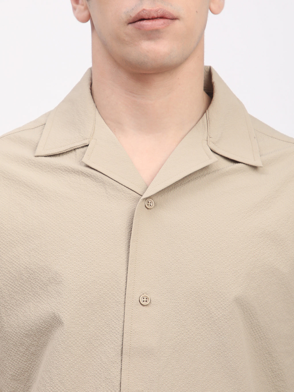 Regular Fit Textured Shirt For Men. (Skin)