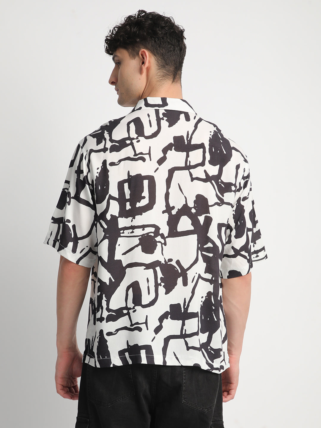 Abstract White Printed Shirt For Men.