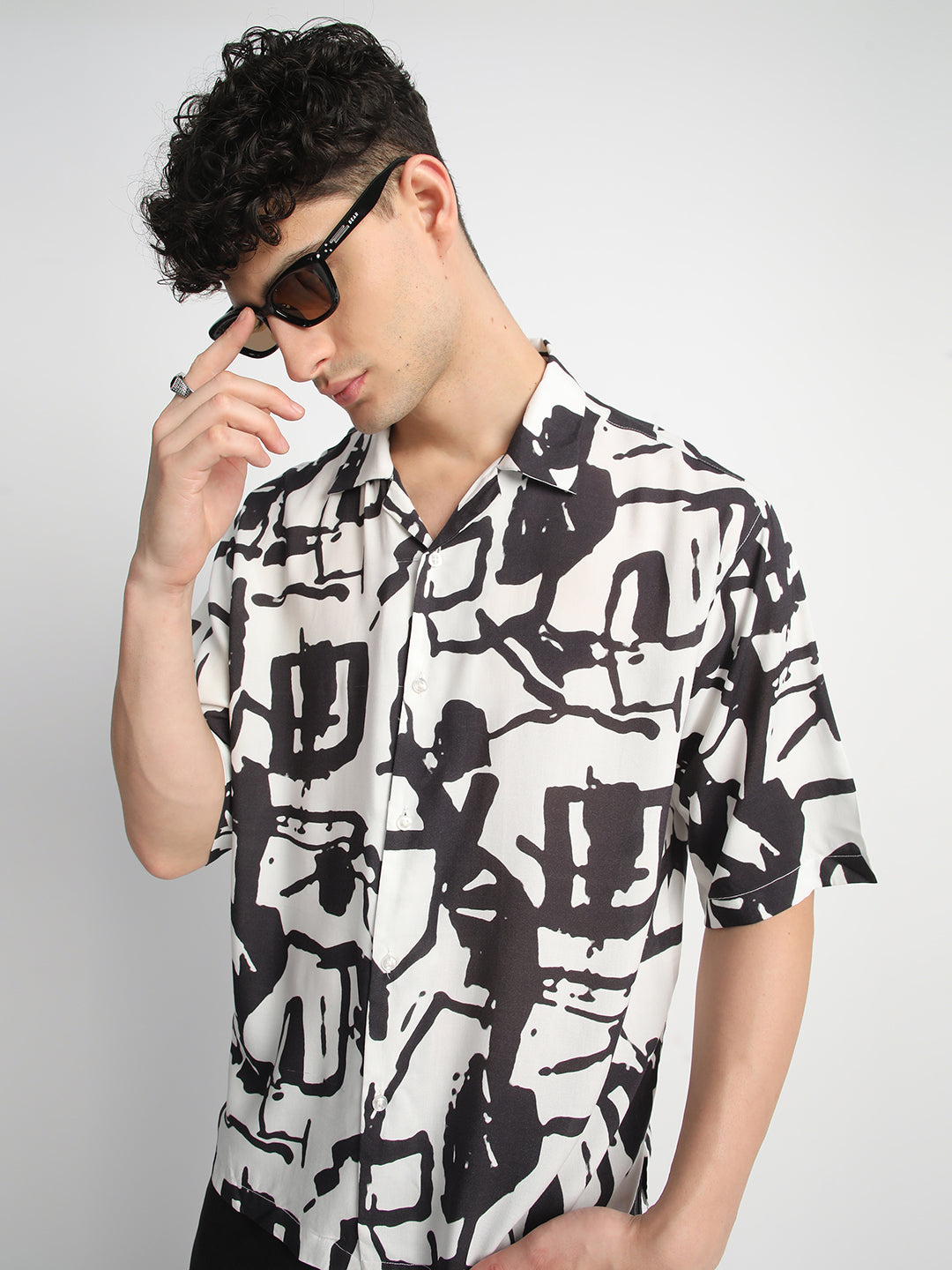 Abstract White Printed Shirt For Men.