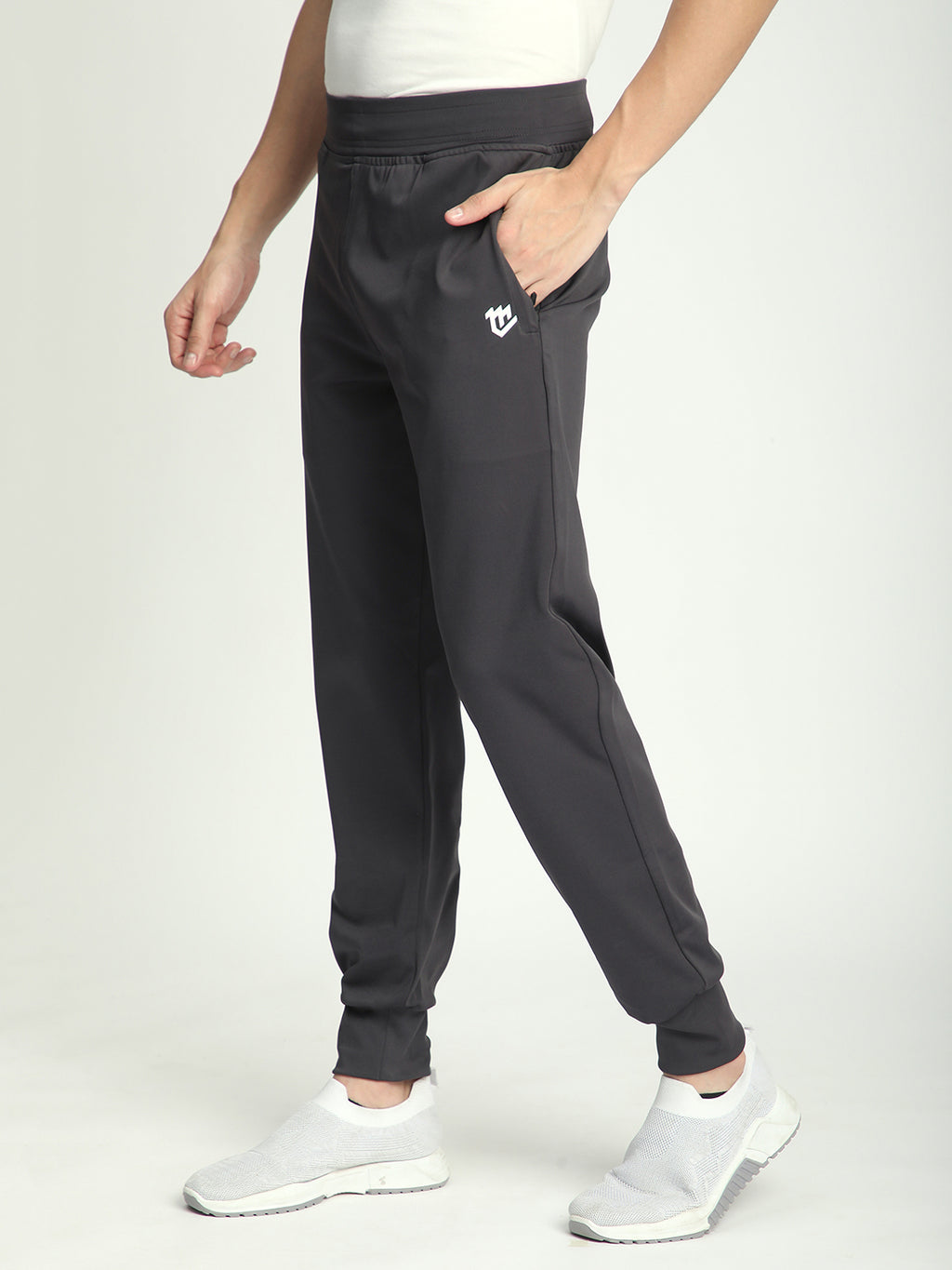 Rapid Dry Black Solid Track Pant for Men (Dark Grey)