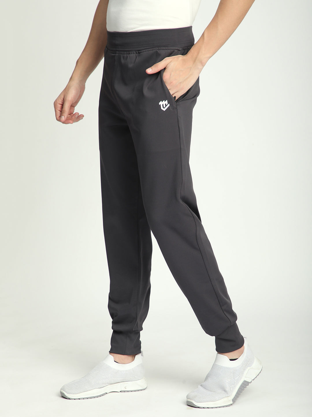 Rapid Dry Black Solid Track Pant for Men (Dark Grey)