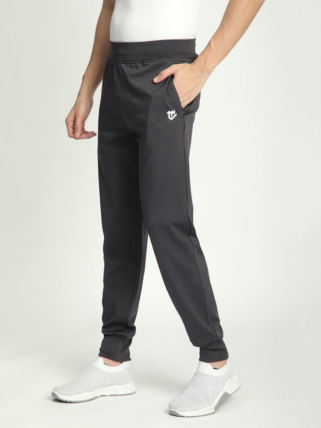 Rapid Dry Black Solid Track Pant for Men (Dark Grey)