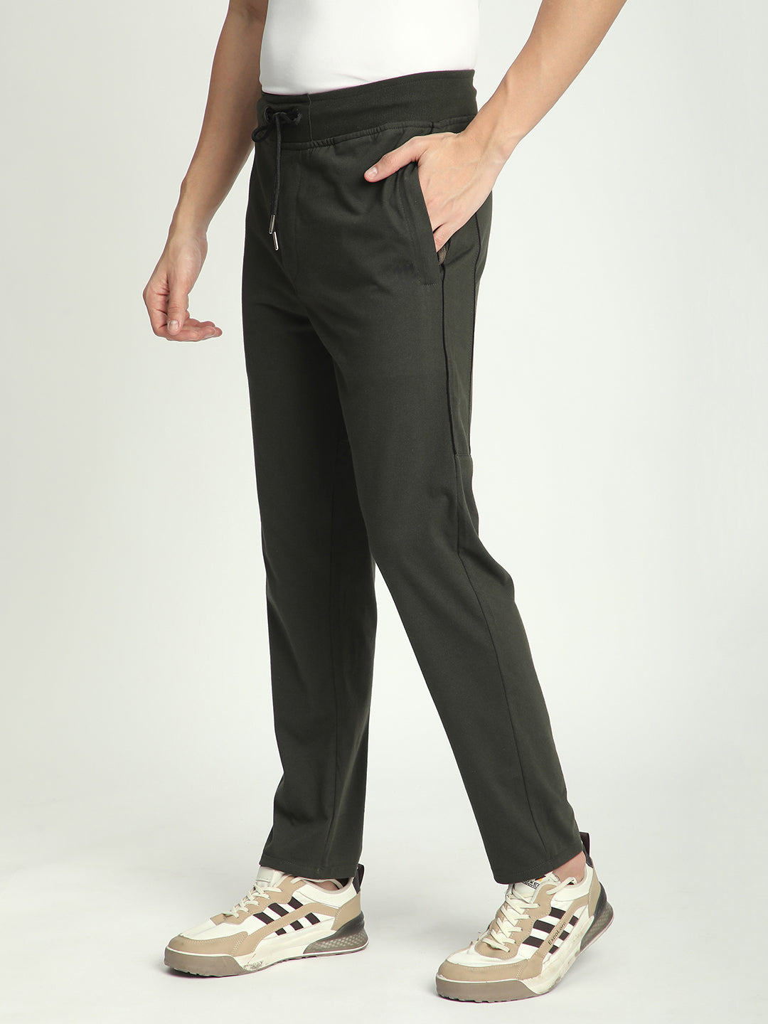 Stylish Olive Green Cotton Track Pant For Men.