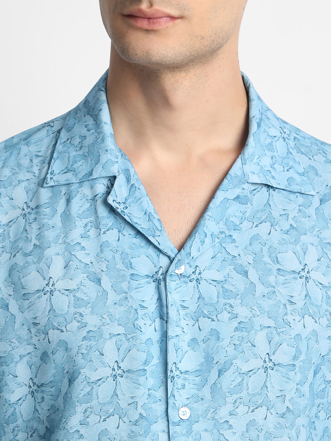 Blue Floral Print Shirt For Men.