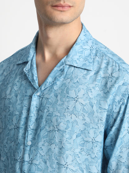 Blue Floral Print Shirt For Men.