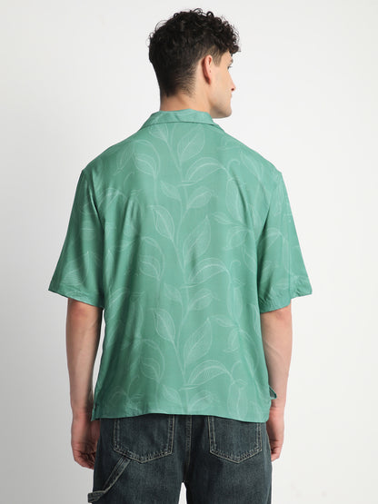 Leaf Green Printed Shirt for Men.