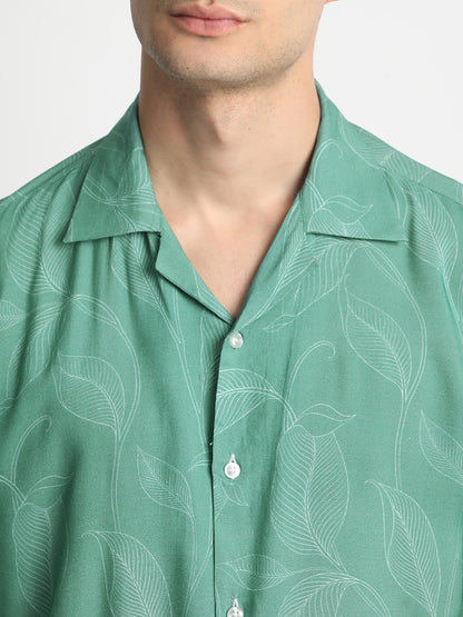 Leaf Green Printed Shirt for Men.