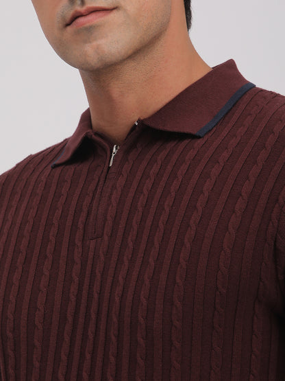 Knitted T-Shirt for Men. (Maroon)