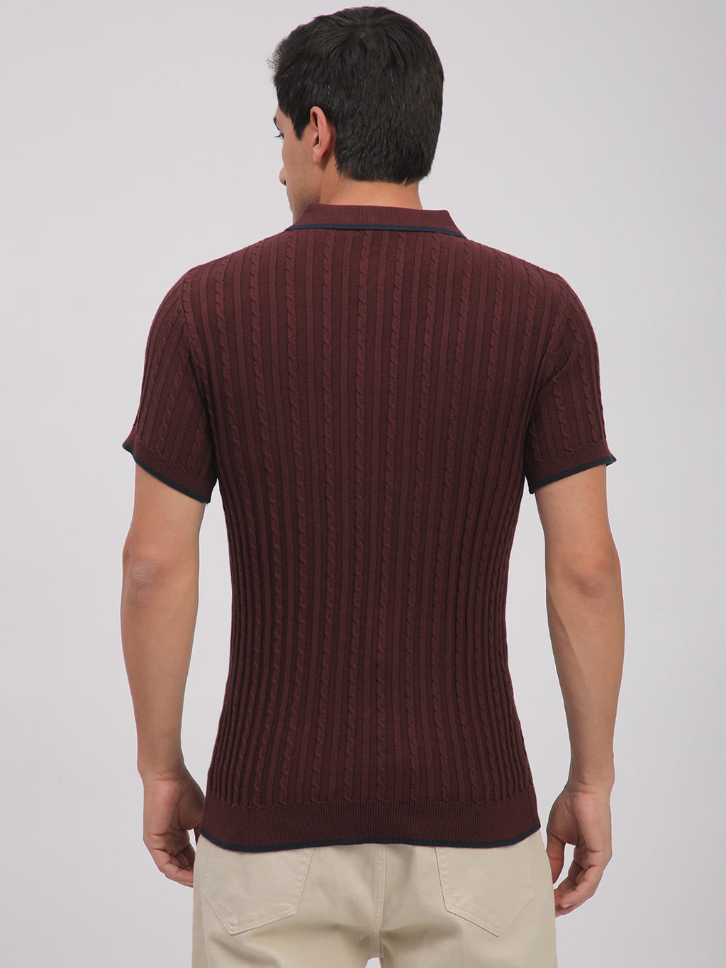 Knitted T-Shirt for Men. (Maroon)