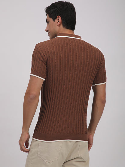 Knitted T-Shirt for Men. (Brown)