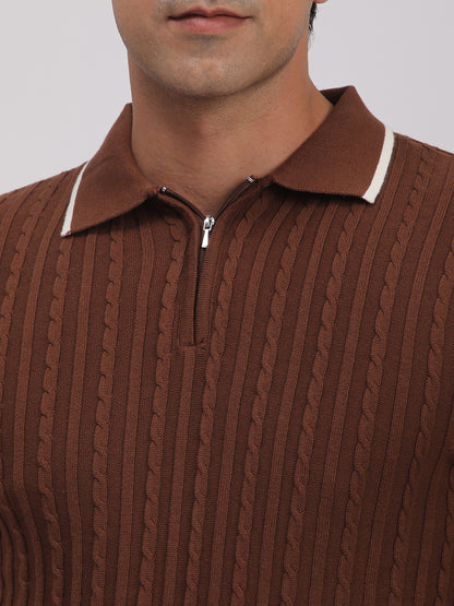 Knitted T-Shirt for Men. (Brown)