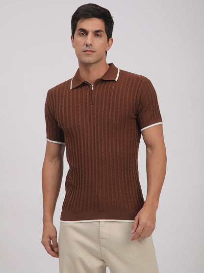 Knitted T-Shirt for Men. (Brown)