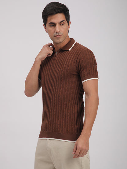 Knitted T-Shirt for Men. (Brown)