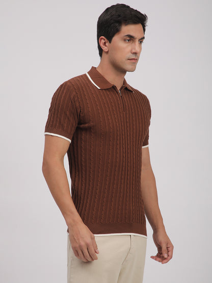 Knitted T-Shirt for Men. (Brown)