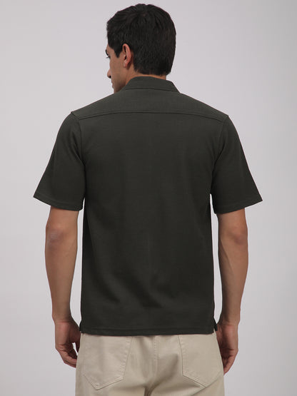 Regular Fit Corduroy Textured Shirt. (Olive Green)