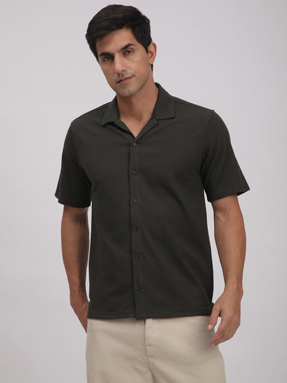 Regular Fit Corduroy Textured Shirt. (Olive Green)