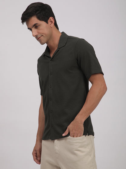 Regular Fit Corduroy Textured Shirt. (Olive Green)