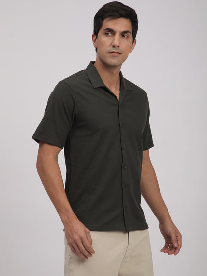 Regular Fit Corduroy Textured Shirt. (Olive Green)