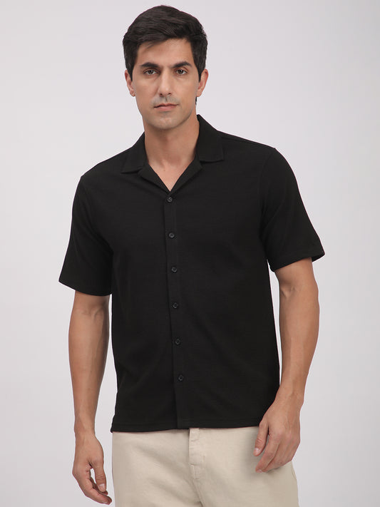 Regular Fit Corduroy Textured Shirt.(Black)