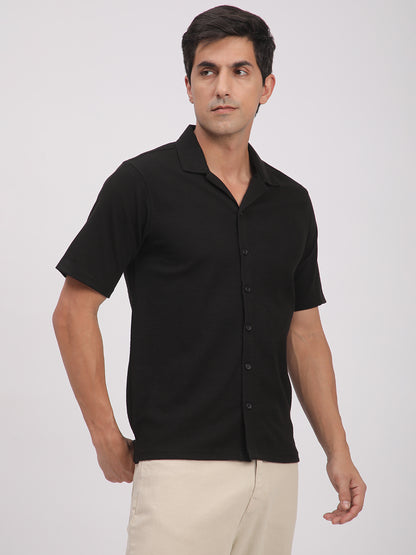 Regular Fit Corduroy Textured Shirt.(Black)