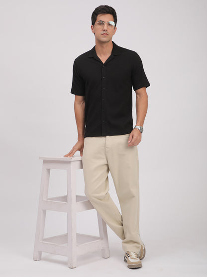Regular Fit Corduroy Textured Shirt.(Black)