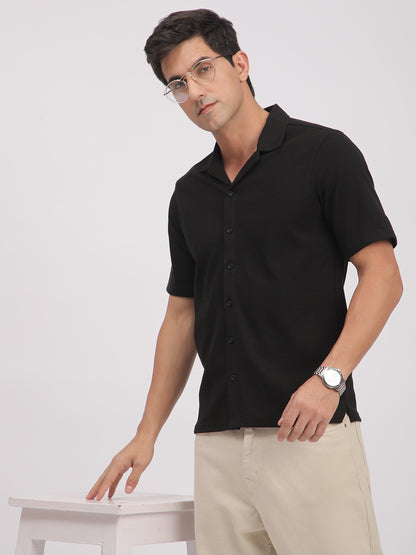 Regular Fit Corduroy Textured Shirt.(Black)