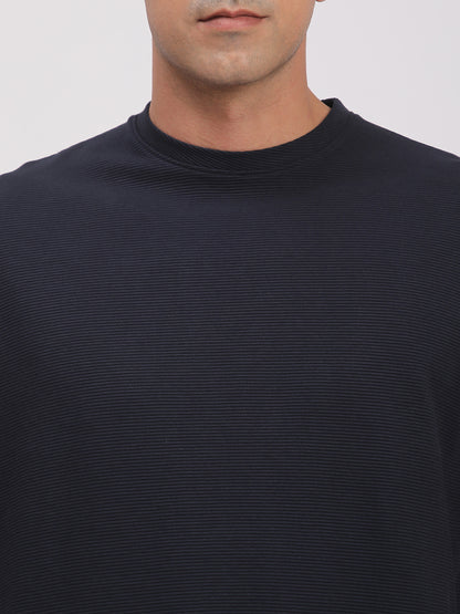 Textured Knit T-Shirt for Men. (Blue)